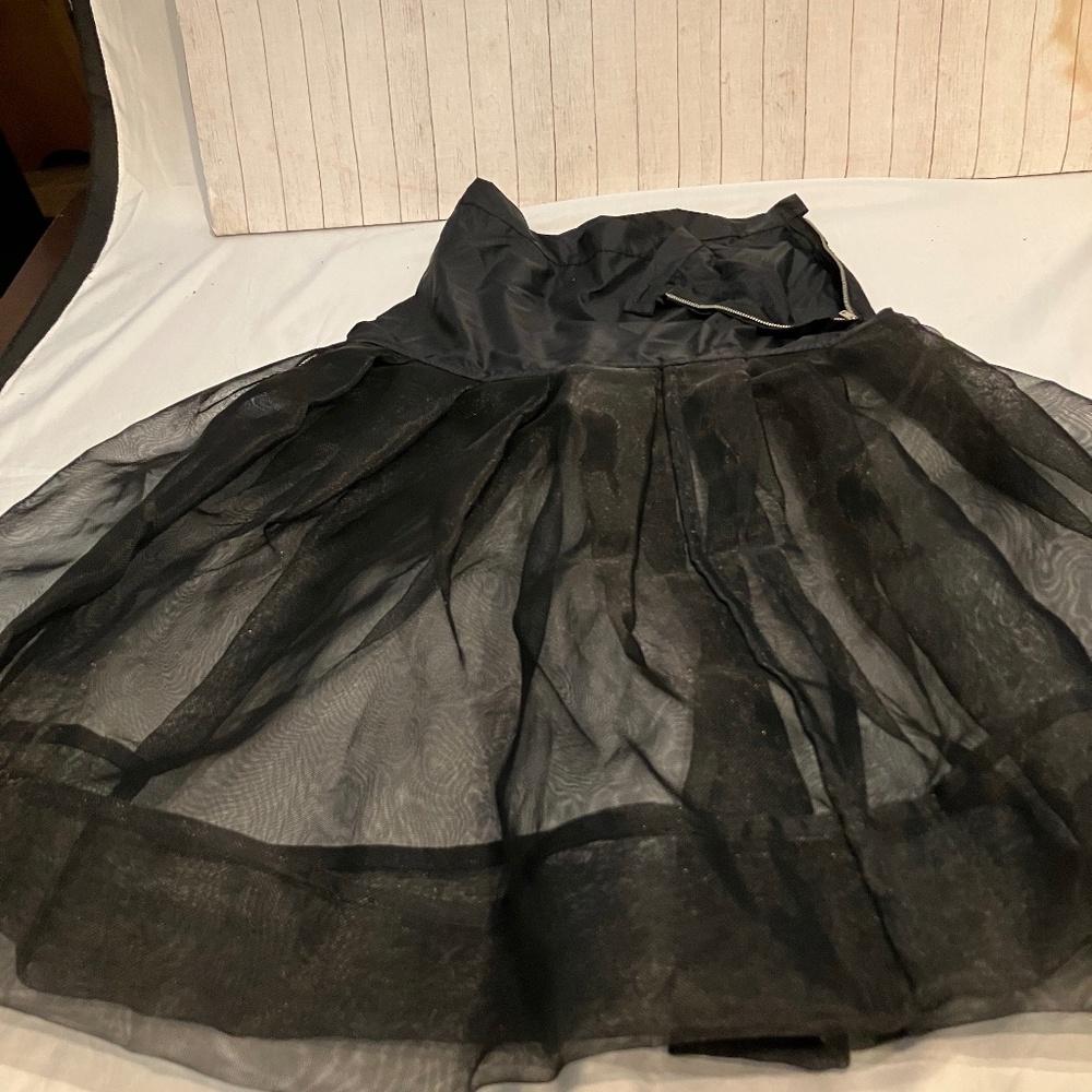 Vintage black petticoat nylon stiff crinoline mesh sizeS HOOPMYDEAR 1950s -60